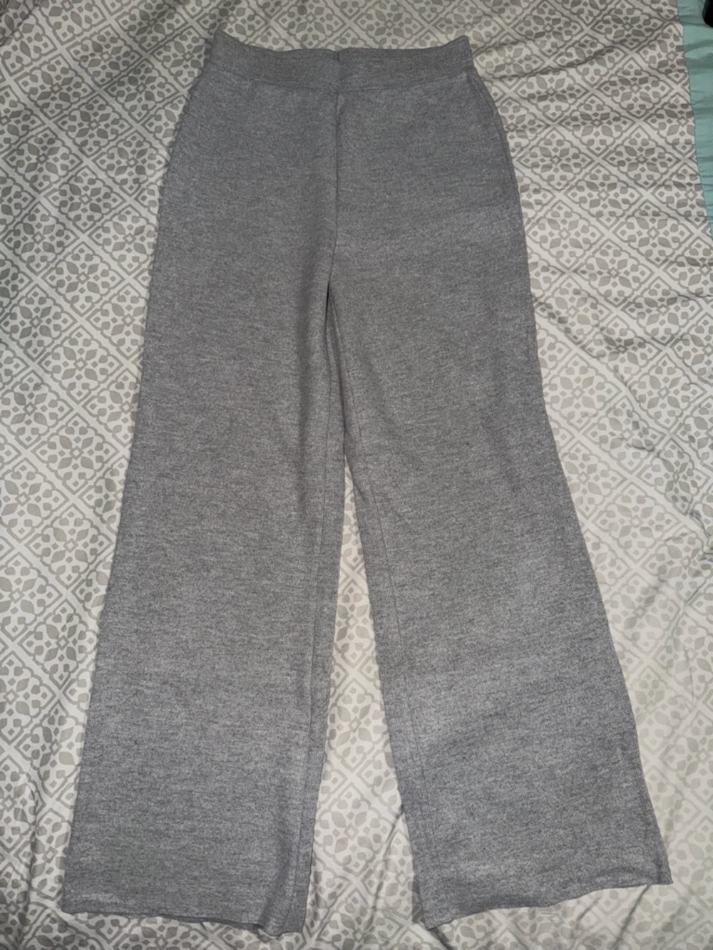 Zara Gray Wide-Leg Knit Sweatpants